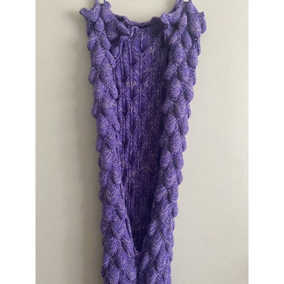 Mermaid Knit Blanket Tail Scalloped Crochet Purple - Picture 2 of 5